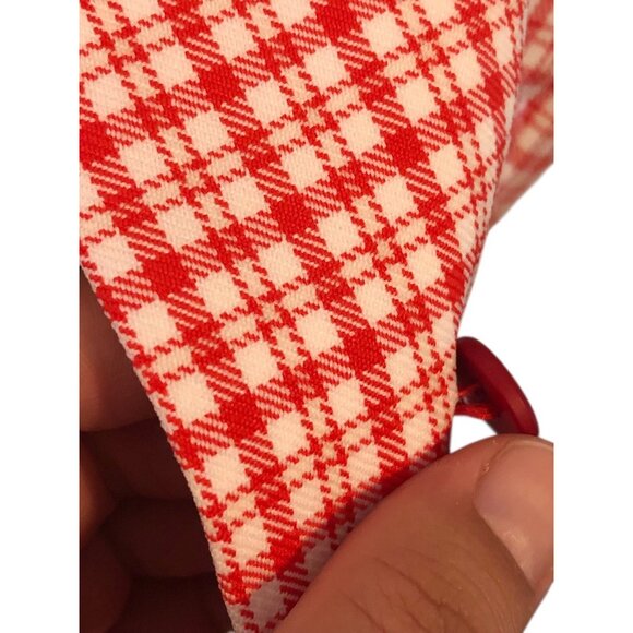 Vintage Style Handmade Tapered Darted Red White Striped Plaid Vest MEASUREMENTS - Picture 7 of 16